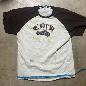 Vintage CMA Riding for the Son Motorcycle Raglan T-Shirt Brown White